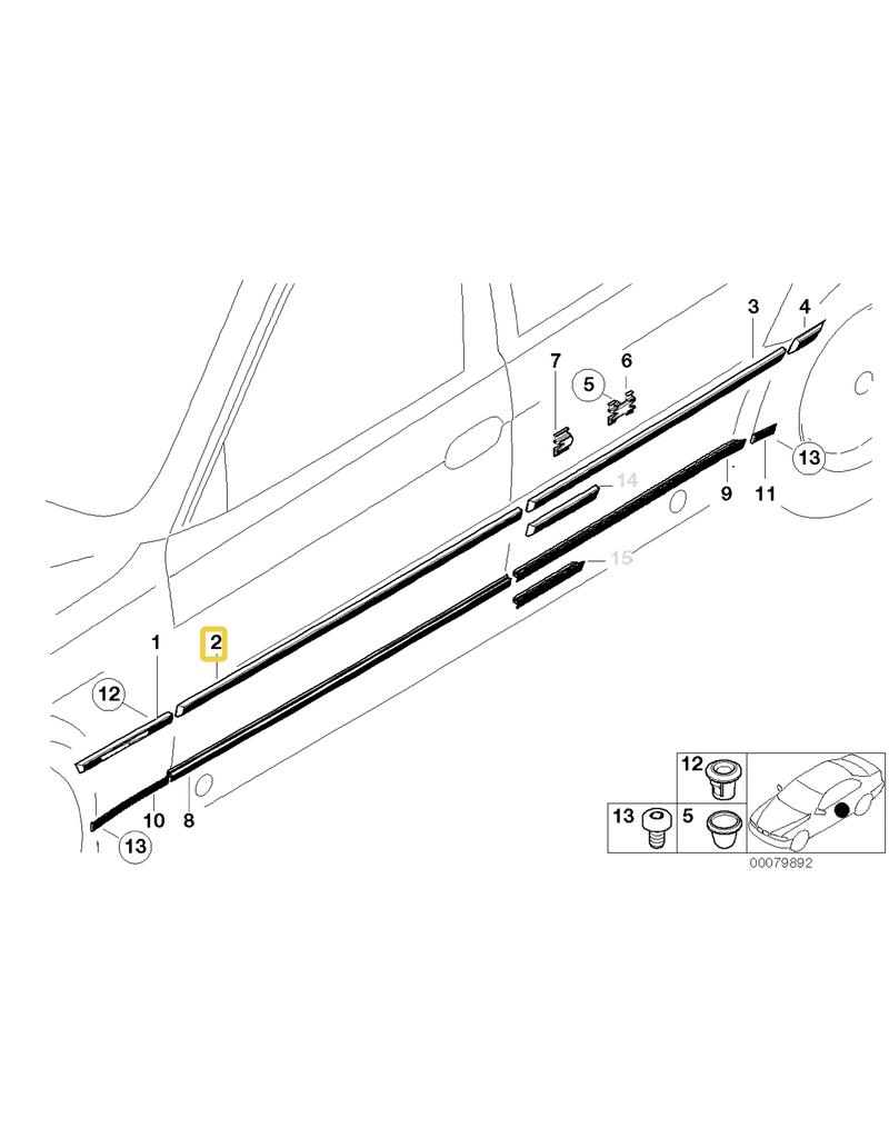 BMW Moldura porta dianteira direita para BMW E-38