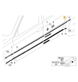 BMW Moldura porta traseira direita para  BMW E-38