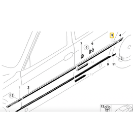 BMW Moldura porta traseira direita para  BMW E-38