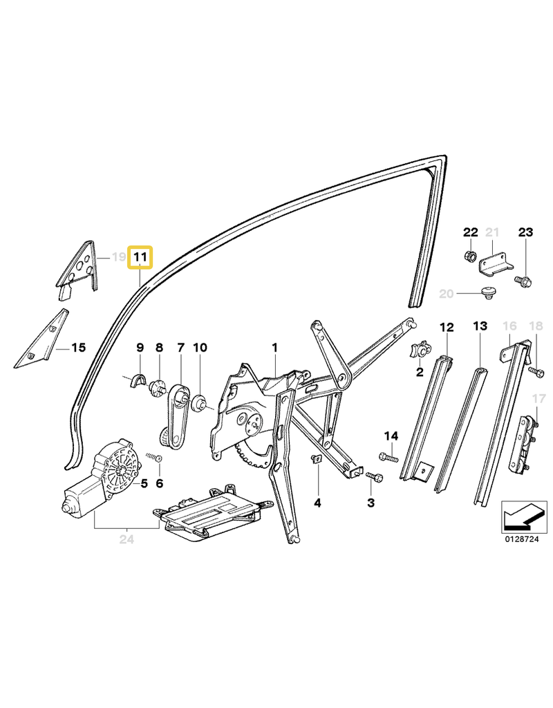 BMW Guia janela dianteira esquerda para  BMW E-36