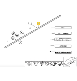BMW M TECHNIC REAR RIGHT DOOR MOLDING FOR BMW E-36