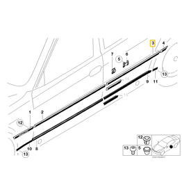 BMW Moldura porta traseira esquerda para BMW E-38
