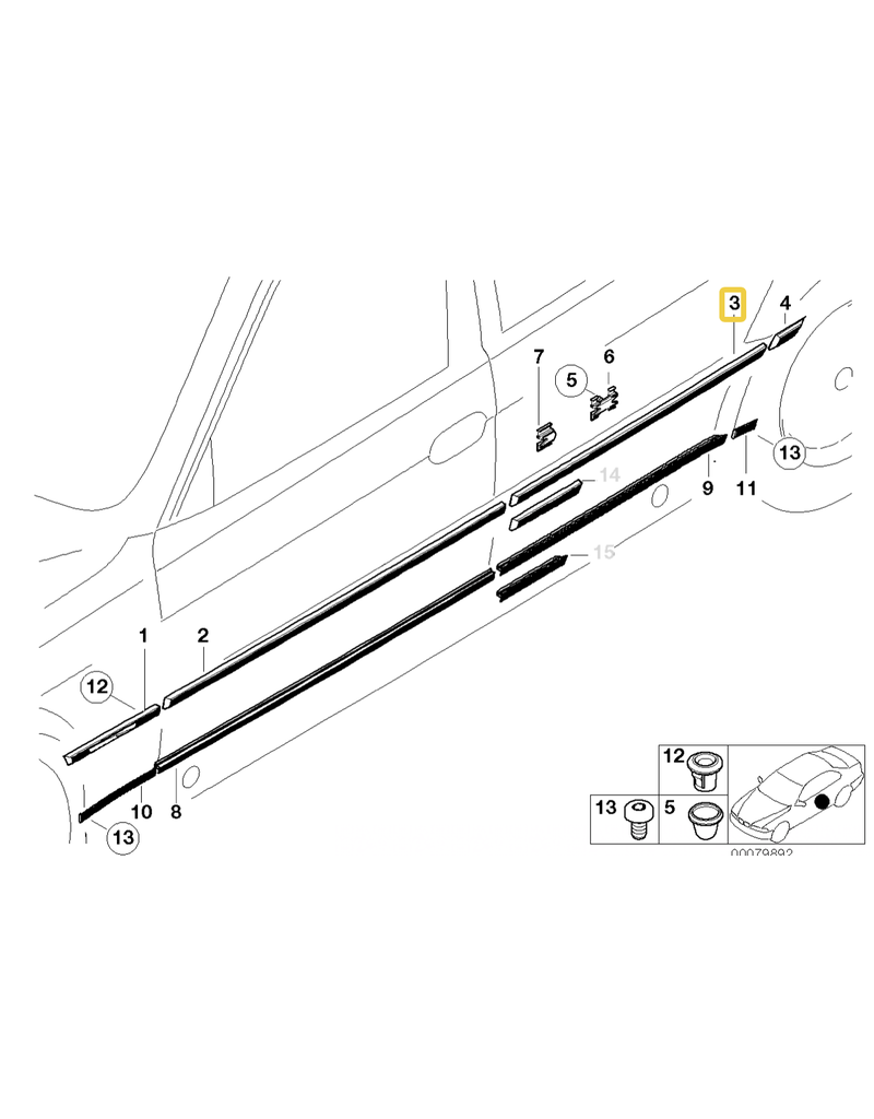 BMW Molding rear door left for BMW 7 series E-38