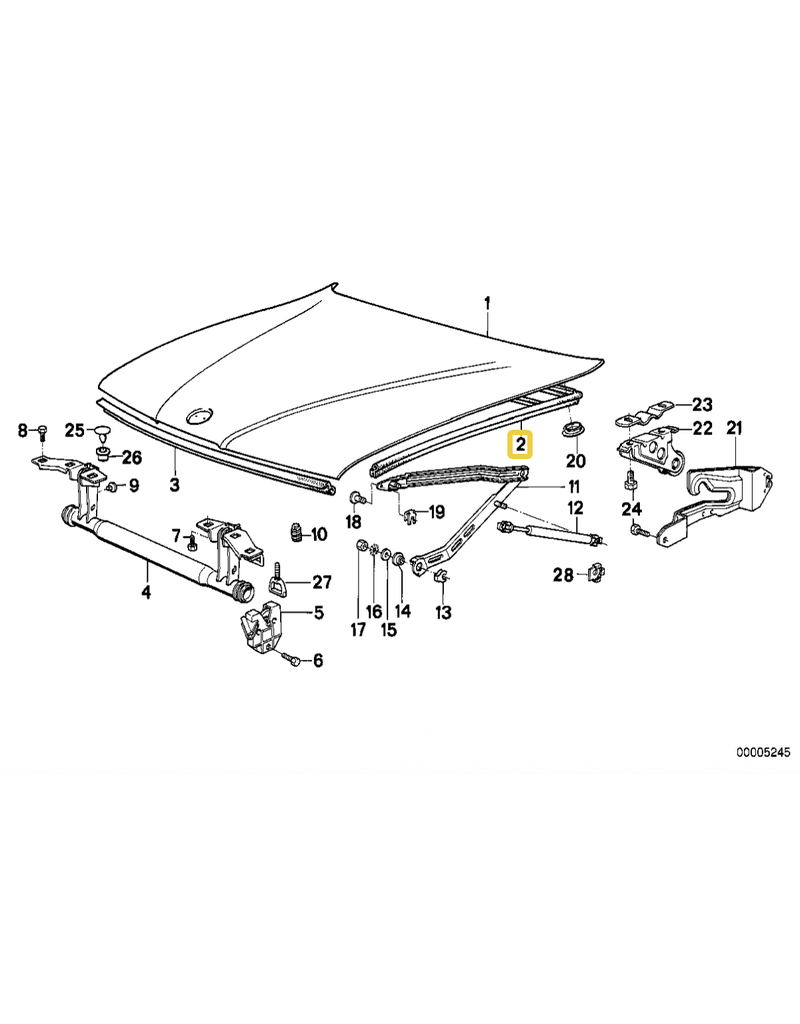 BMW Hood gasket for BMW E-32