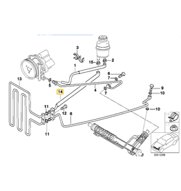 Hydraulic steering return hose for BMW E-38 E-39