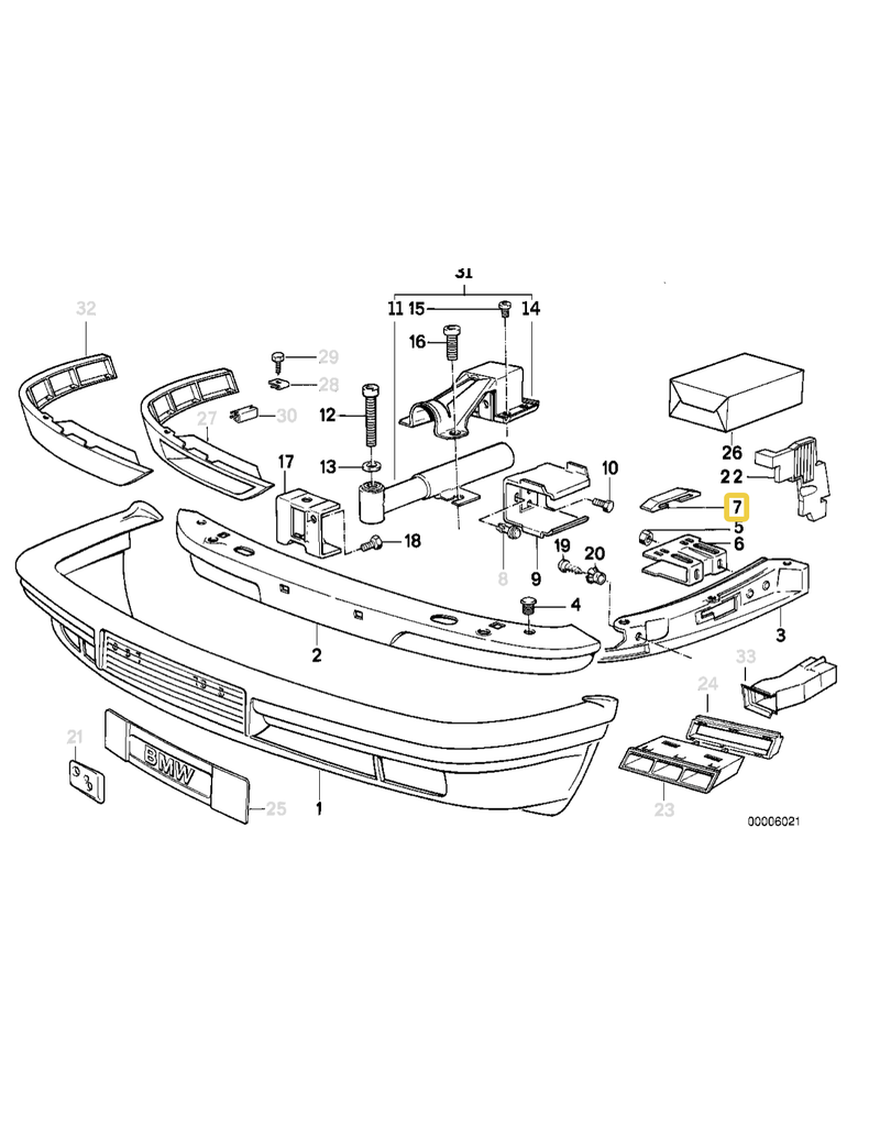 BMW Front bumper slider piece for BMW E-32