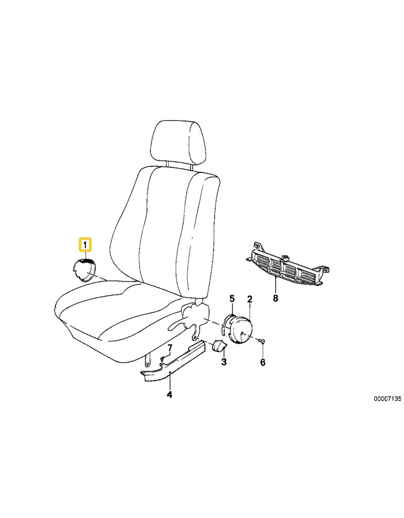 BMW Acabamento banco esquerdo para BMW E-23 E-24 E-28 E-30