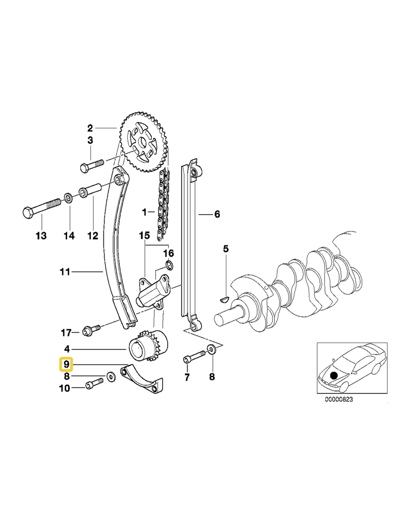 BMW Engine timing chain guide for BMW E-34 E-36 E-46