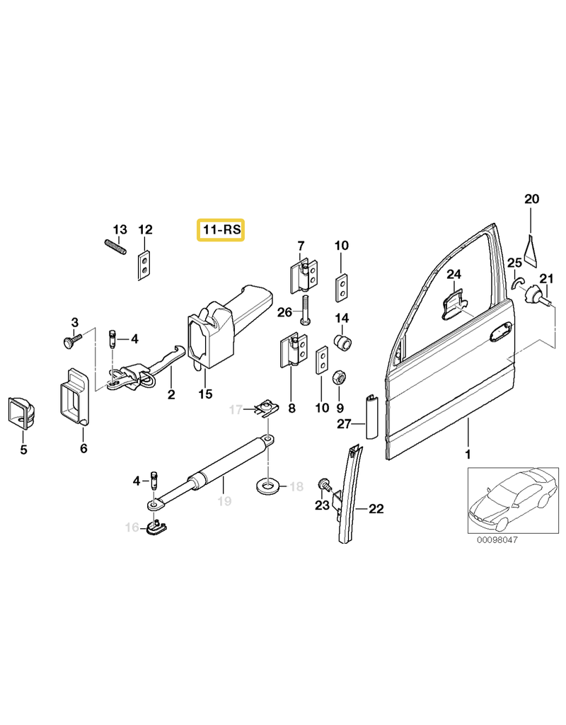 BMW Repair kit for door hinge for BMW E-36 E-38 E-39