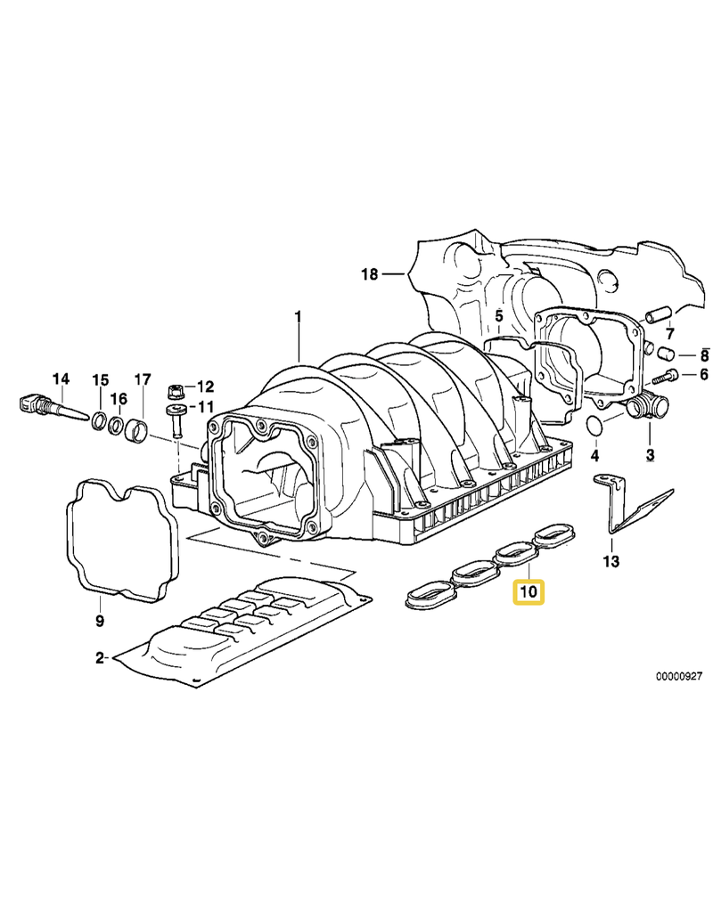 BMW Lower intake manifold gasket for BMW E-31 E-32 E-34 E-38 E-39 E-53