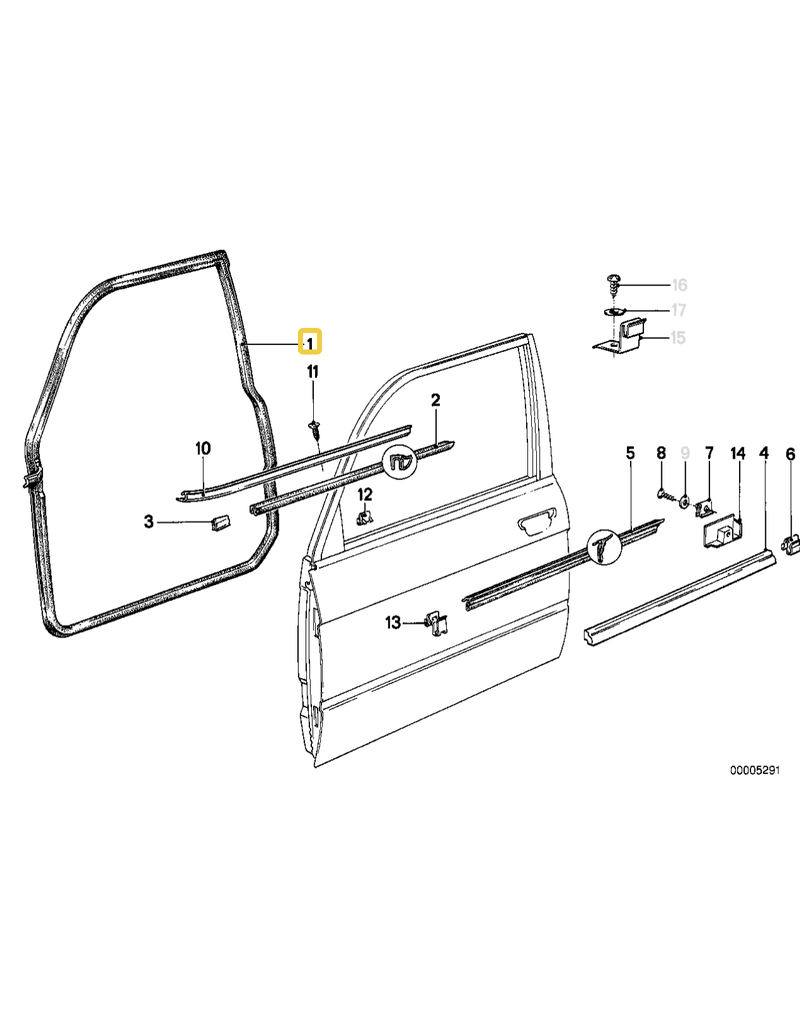 BMW Front door left seal for BMW E-28