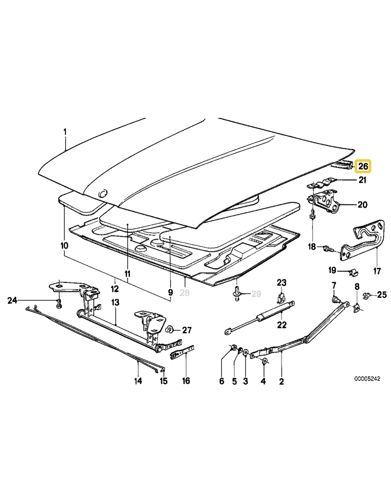 BMW Hood gasket for BMW E-30