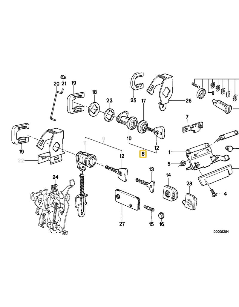 BMW Catch with key front left for BMW E-28