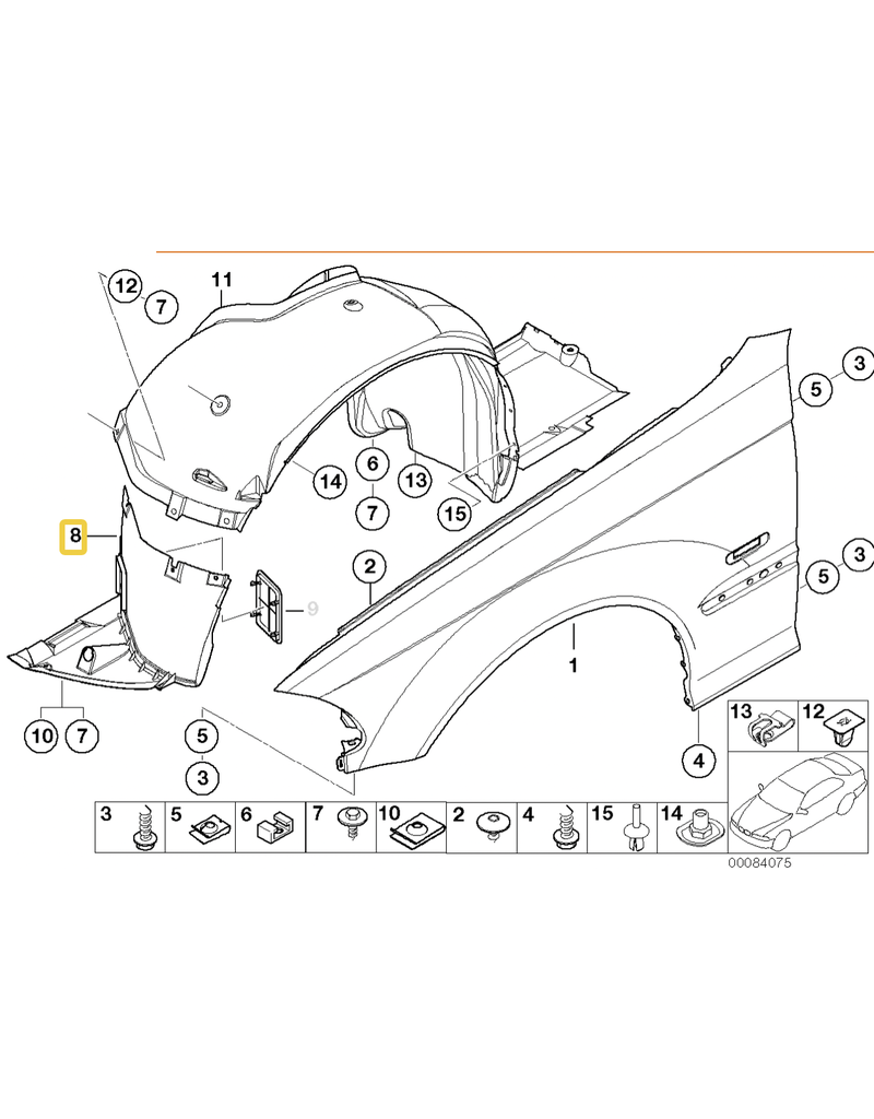 BMW Wheel housing front cover left for BMW E-46