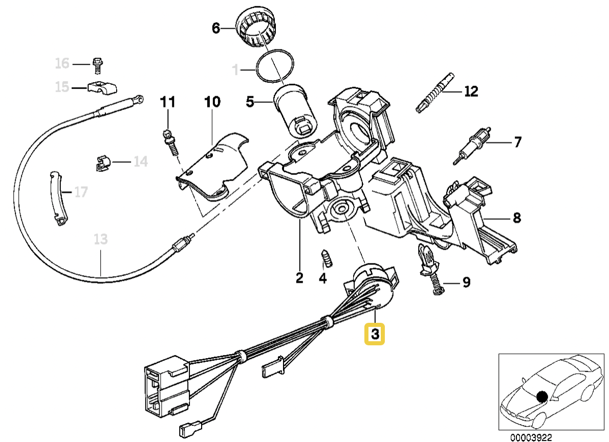 Ignition switch for BMW E32 E34 A R T Performance