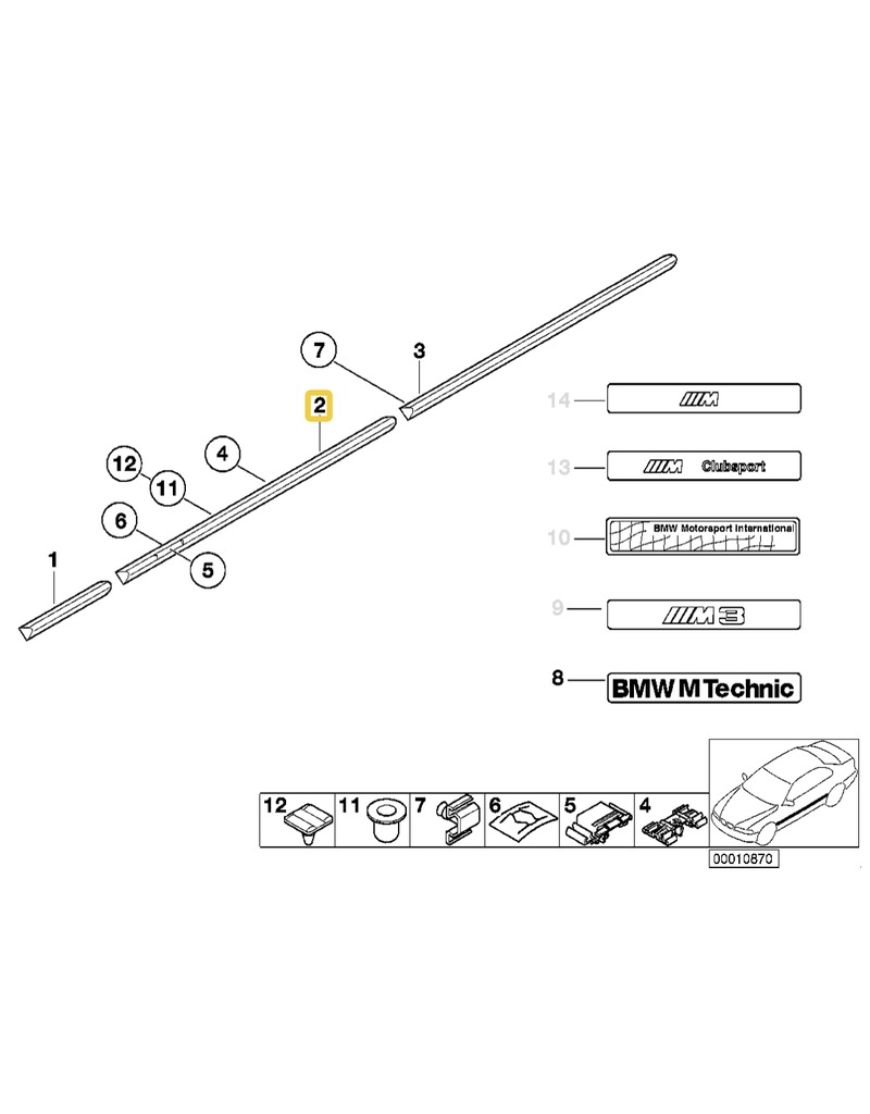 BMW Molding door front right for BMW E-36