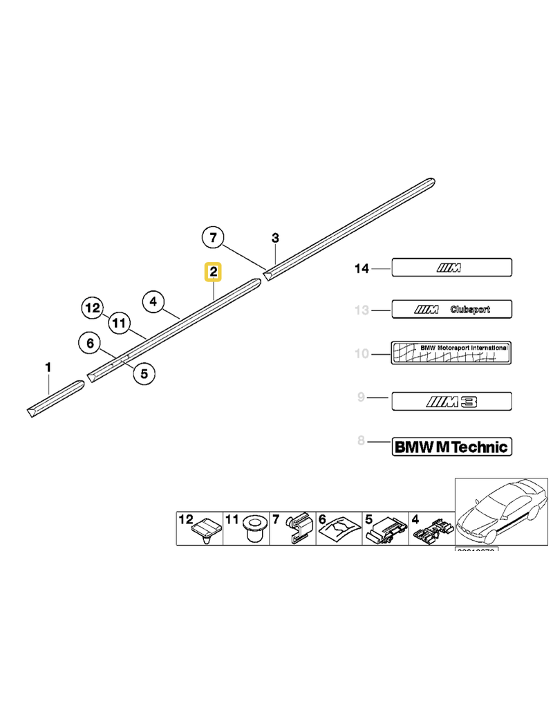 BMW Molding door front left for BMW E-36 compact