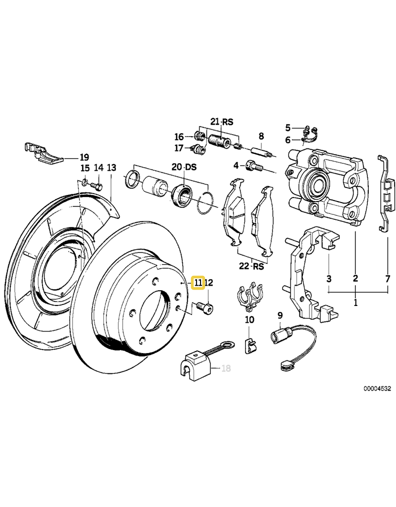 Rear brake rotor for BMW E-32
