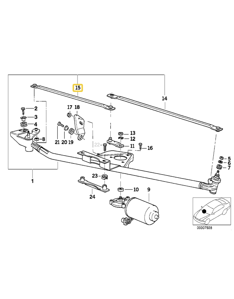 BMW Wiper blade Drive rod for BMW E-36