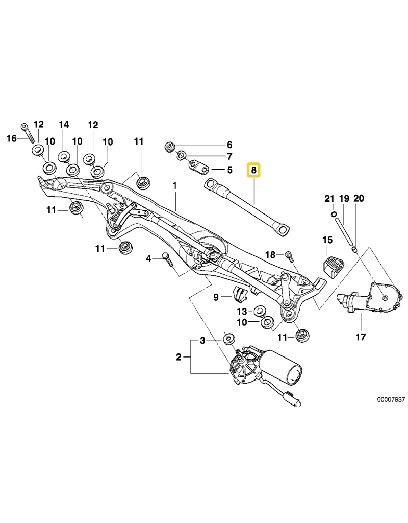 BMW Wiper blade drive rod for BMW E-38