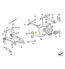 Suspension rear control arm for BMW E-38 E-39 E-60 E-65