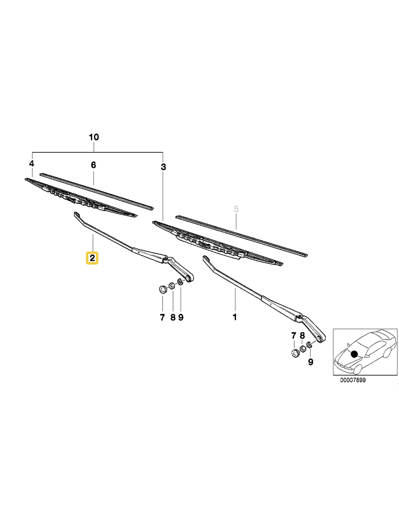 BMW Windshield wiper arm front right for BMW E-36