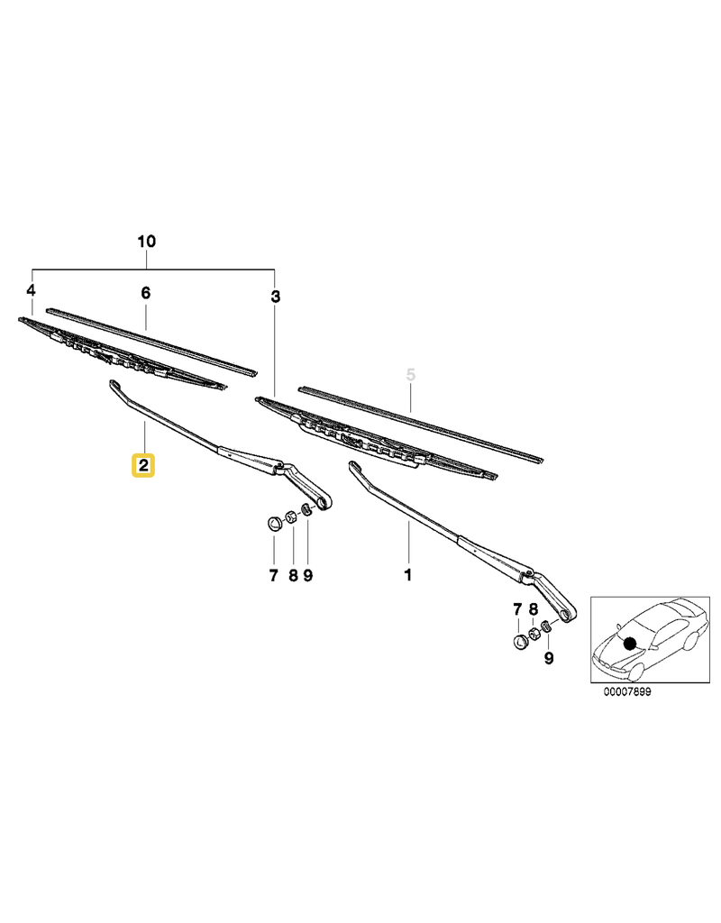 BMW Wiper arm right for BMW E-36