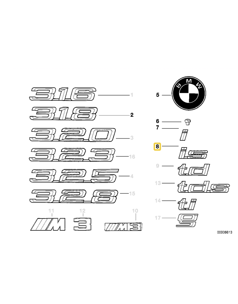 BMW "IS" emblem for BMW E-36