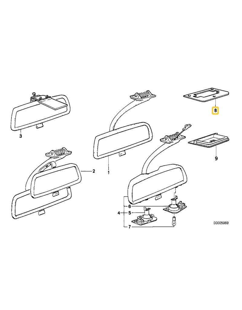 BMW Rear view base plate for BMW E-23 E-24 E-28 E-30