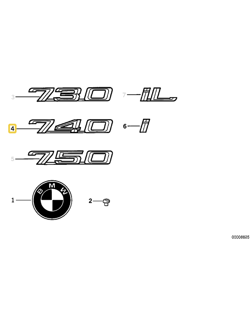 BMW "740" emblem for BMW E-32 E-38