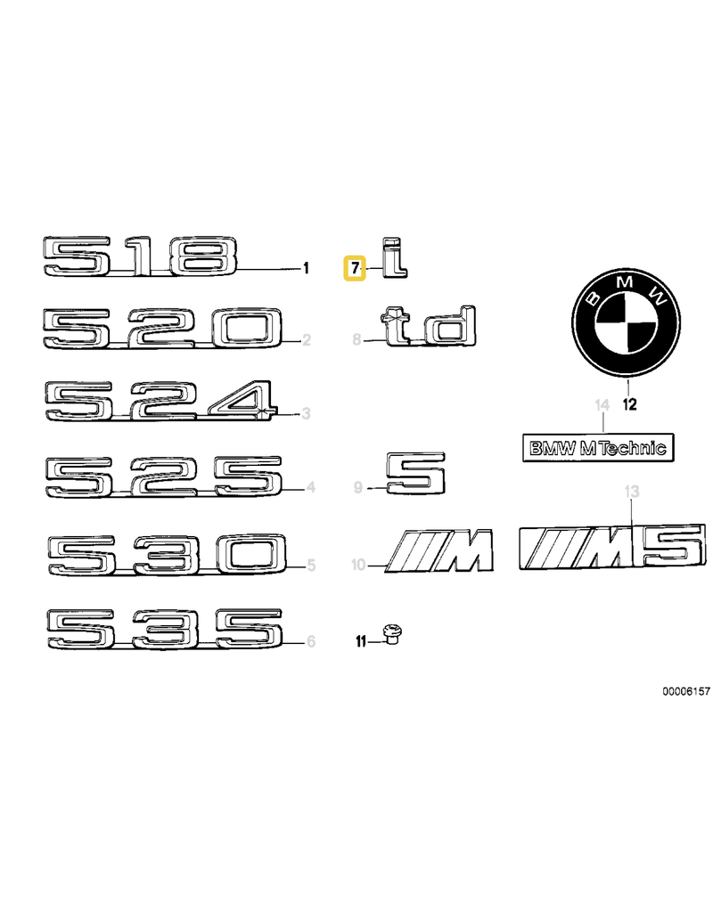 BMW "I" badge for BMW E-34