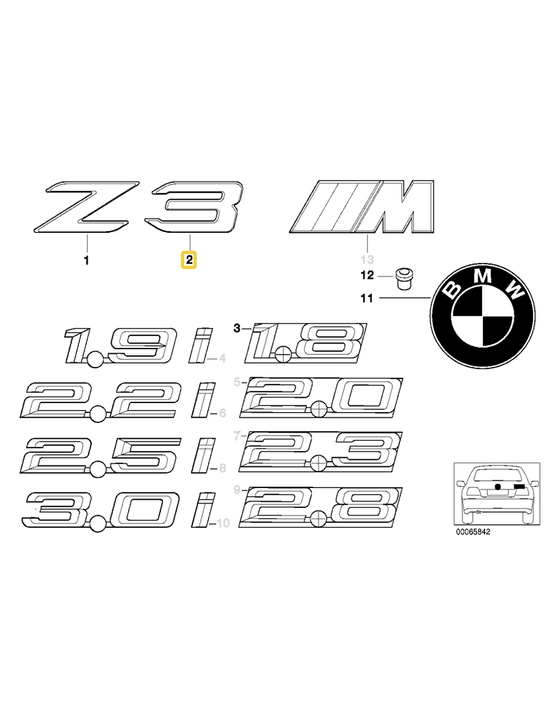 BMW "3" emblem for BMW Z3