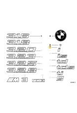 BMW "I" emblem for BMW E-32 E-34 E-36 E-38 E-39