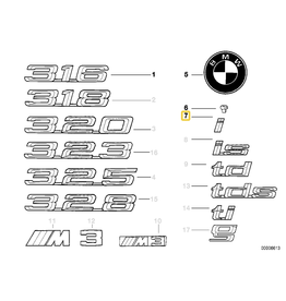 BMW "I" emblem for BMW E-32 E-34 E-36 E-38 E-39