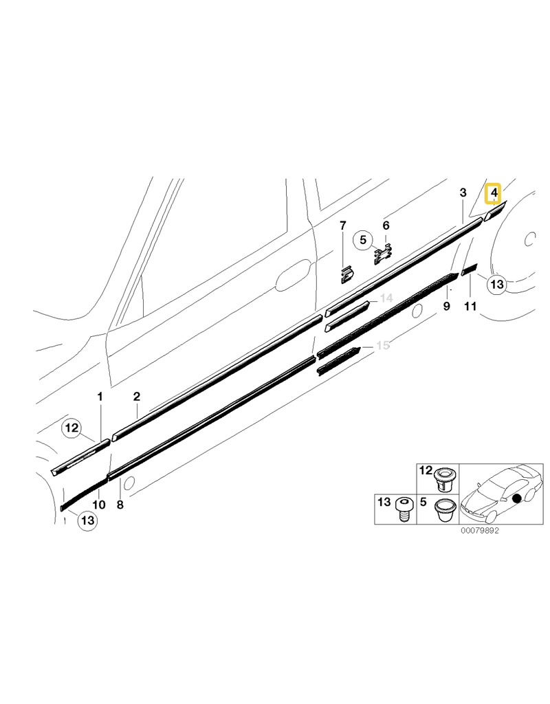 BMW Molding fender rear left for BMW E-38