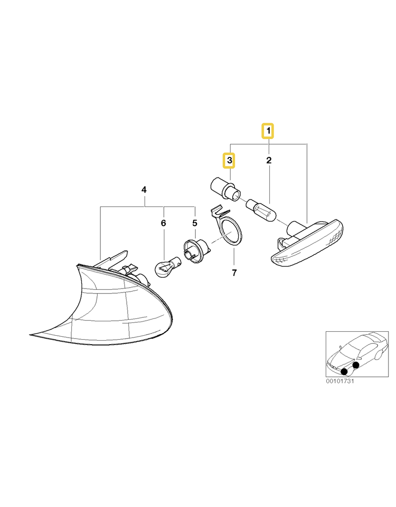 BMW Additional turn indicator left white for BMW E-46