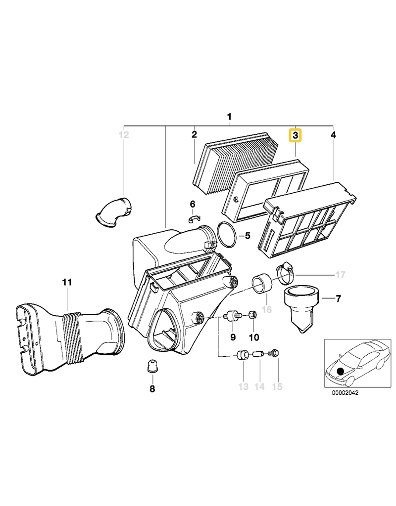 BMW Air filter frame for BMW E-36 E-38 E-39