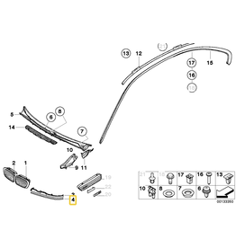 BMW Headlight trim seal for BMW E-46