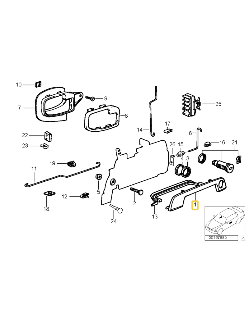 BMW Z3 chrome door handle left for BMW Z3