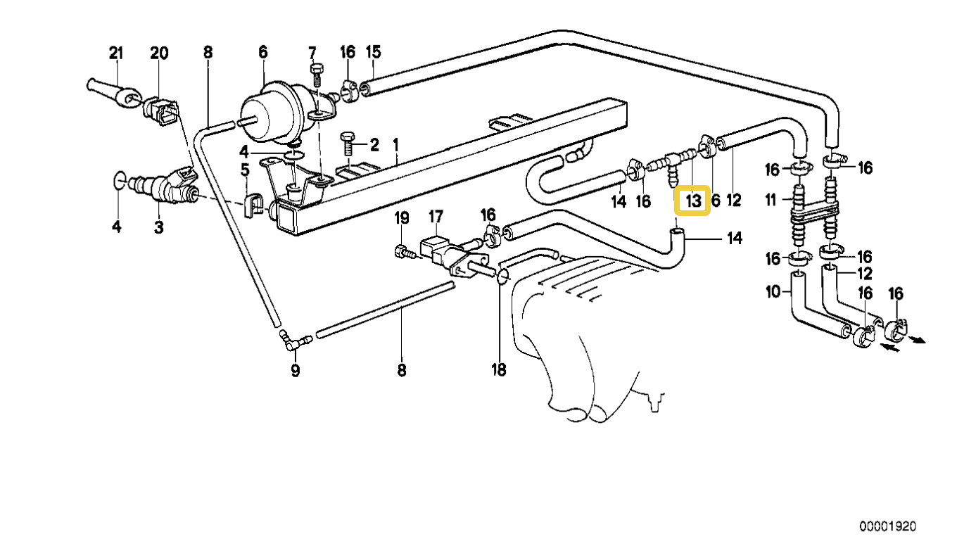 BMW Fuel line connector for BMW E-28 E-30 E-31 E-32 E-34 E-39 - A R T