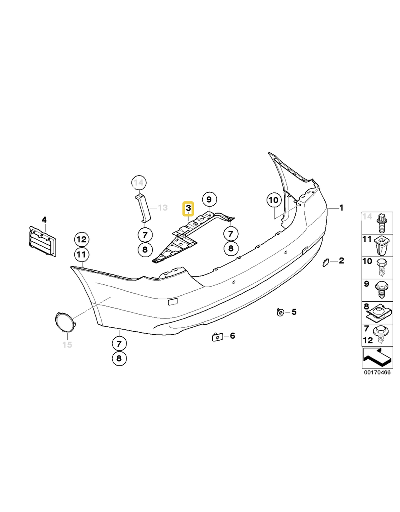 BMW Rear bumper guide for BMW E-90