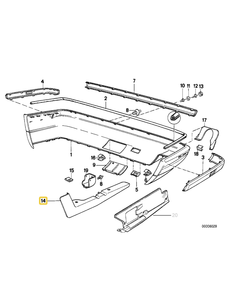 BMW Rear bumper trim cover left for BMW E-34