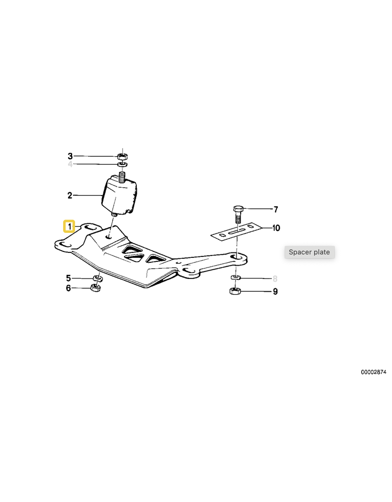 BMW Gearbox cross member for BMW E-24 E-28