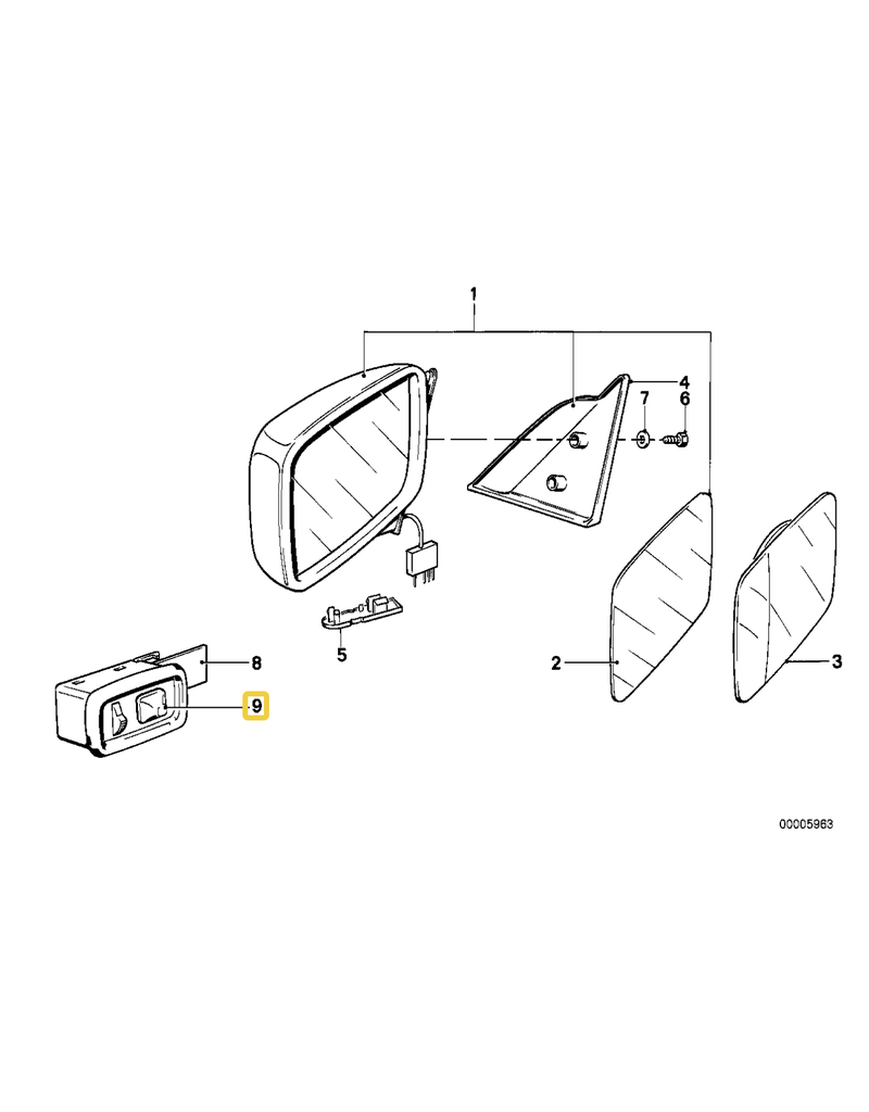 BMW Knob switch exterior mirror for BMW E-12 E-21 E-23 E-24 E-28