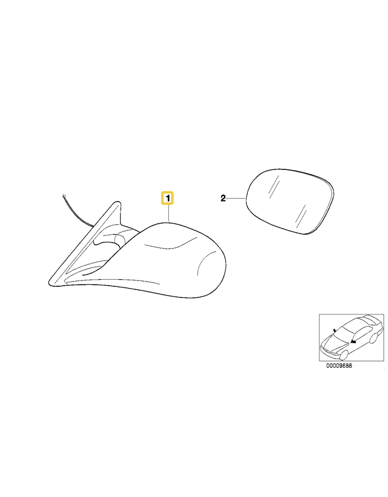 BMW Left outside mirror, heatable, M Technic, for BMW E-36