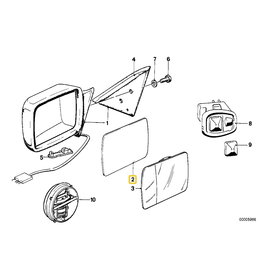 BMW Mirror glass left for BMW E-12 E-21 E-23 E-28 E-30