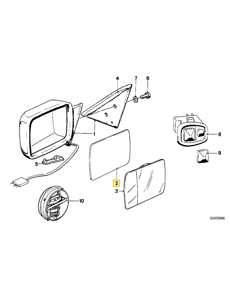 BMW Mirror glass left for BMW E-12 E-21 E-23 E-28 E-30