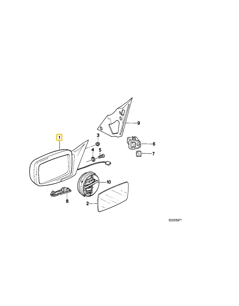 BMW Electric heatable mirror right for BMW E-32 735