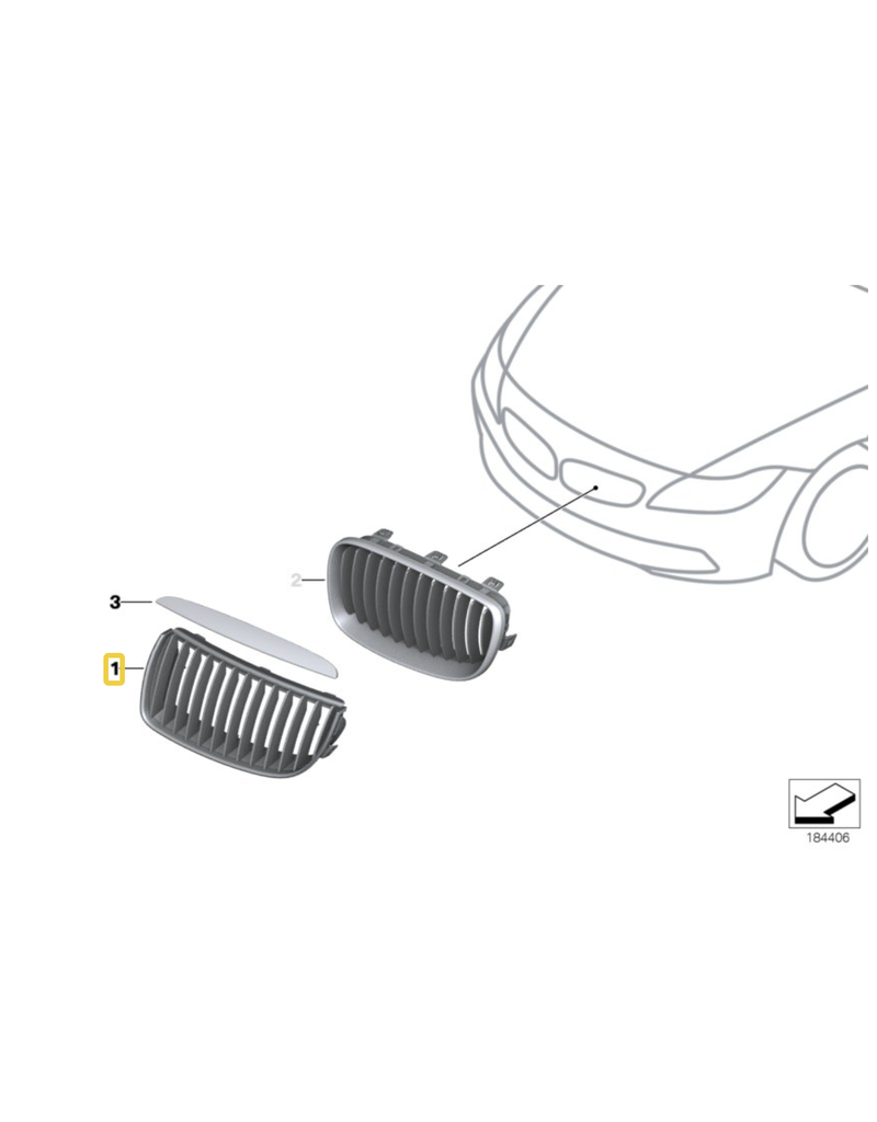 BMW Grill left chrome for BMW E-90 E-91