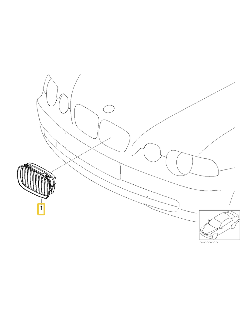 BMW Grill chrome right for BMW E-46